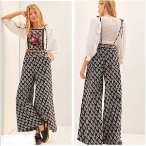 Anthropologie embroidered wide leg jumpsuit NWT